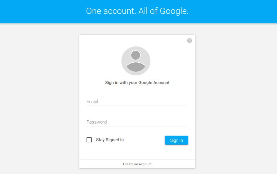 Material Design Sign in form