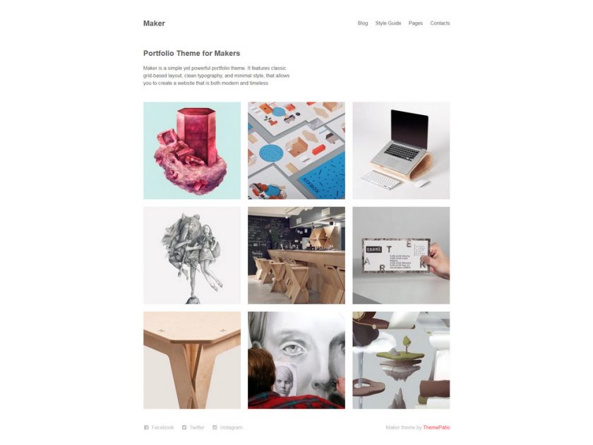 maker - free minimal portfolio wp theme