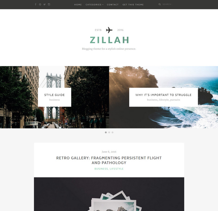 zillah personal website theme for wordpress