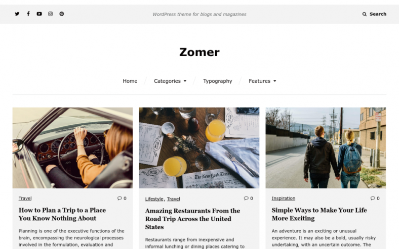 Zoomer Free Wp Blogging Theme