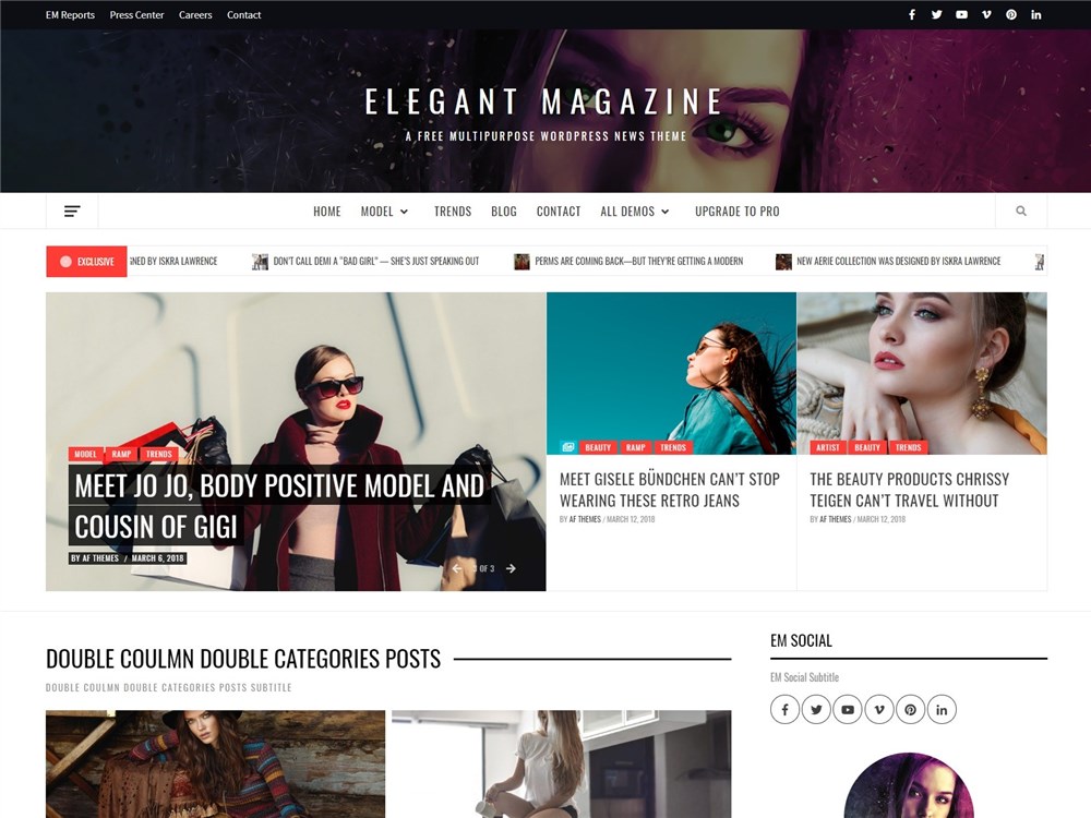 Elegant Magazine – Free magazine WordPress theme
