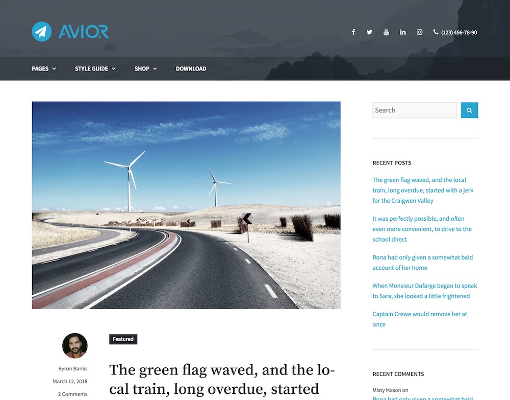 Avior – Free WordPress blog theme