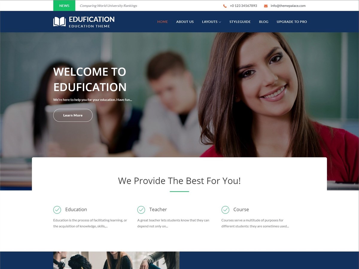 Edufication – Free educational WordPress theme