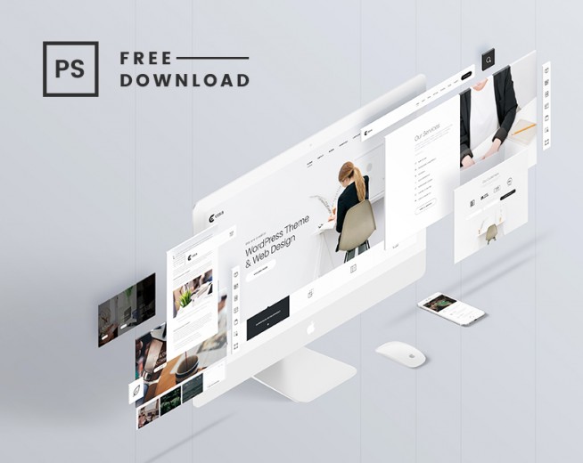 The Screens – Free Perspective PSD Mockup Template