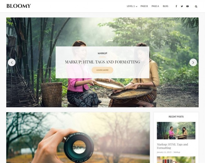 Bloomy – Free Responsive WordPress blog theme