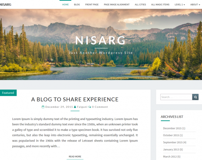 Nisarg – Free Simple WordPress blog theme