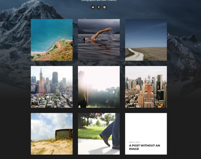 Hitchcock – Free simple, grid portfolio WordPress theme for designers, photographers