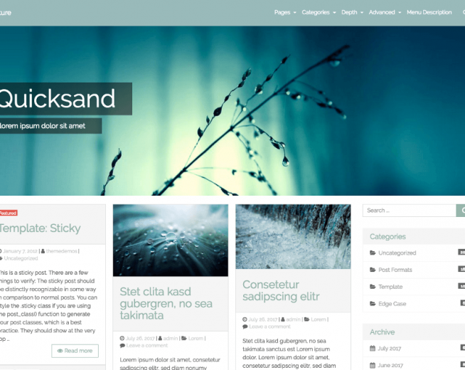 Quicksand – Free simple Bootstrap WordPress theme