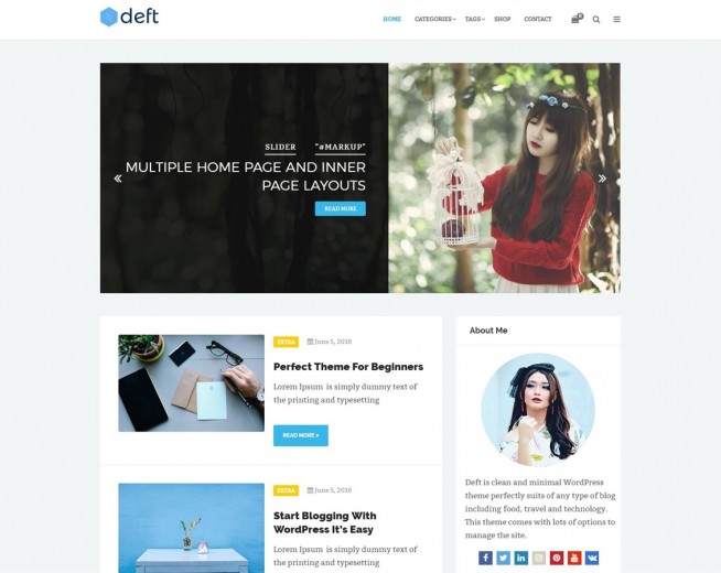 Deft – Free minimalist WordPress blogging theme