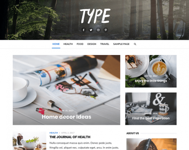Type – Free professional WordPress blogging theme